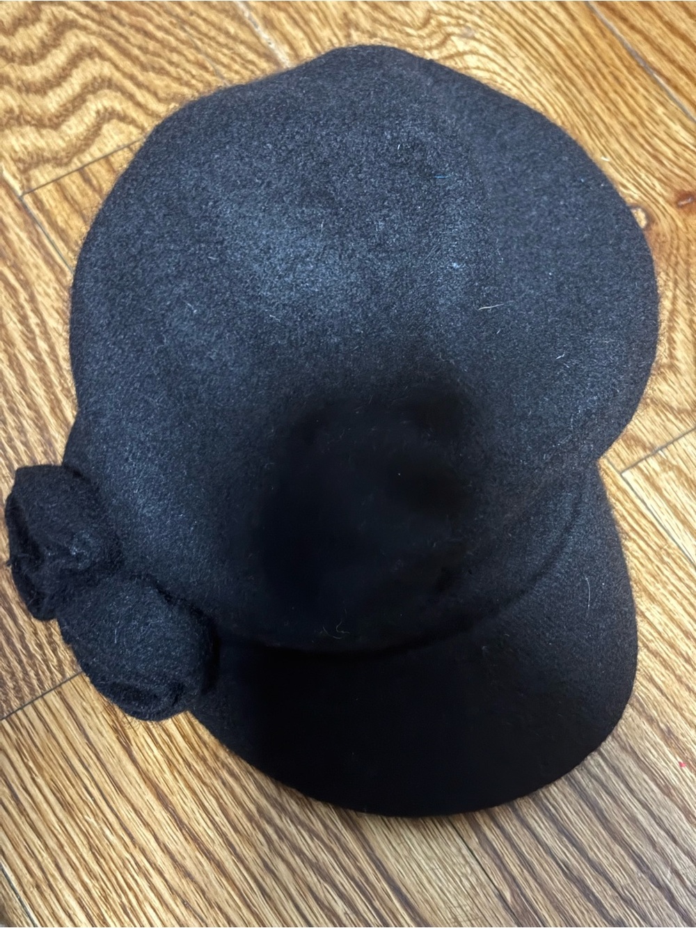 Women's Black Wool Accent Cap with Side Bow